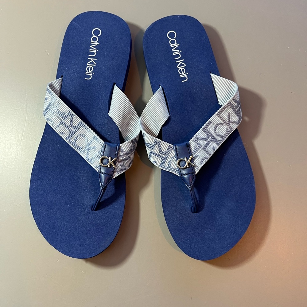 Calvin Klein Blue and Gray Sandals